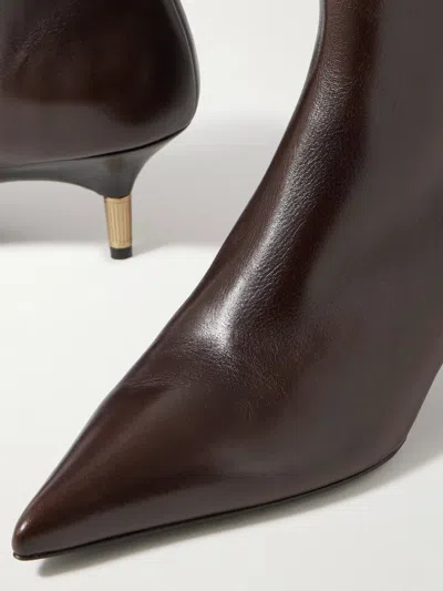 Khaite Bella 55 Leather Ankle Boots In Brown