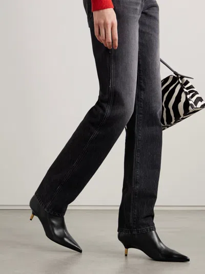 Khaite 55mm Bella Leather Ankle Boots In Black