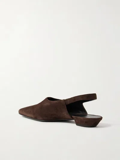 Khaite Cecilia Suede Slingback Flats In Brown
