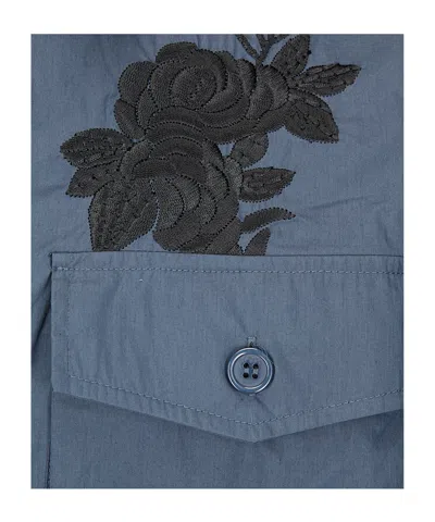 P.a.r.o.s.h Ninja Floral-embroidered Shirt In Blue