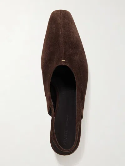 Khaite Cecilia Suede Slingback Flats In Brown