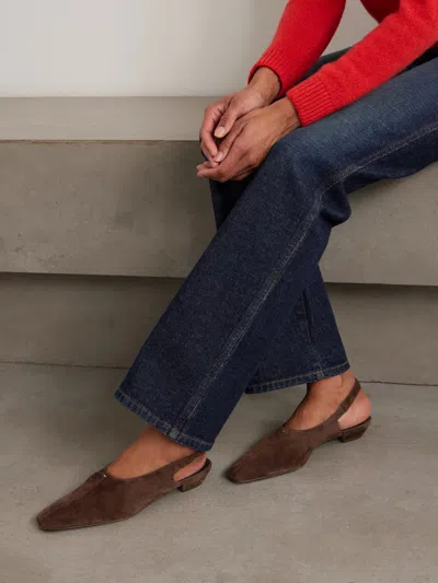 Khaite Cecilia Suede Slingback Flats In Brown