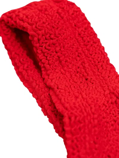 Hunza G Neutral Square Neckline High-cut Swimsuit In Red