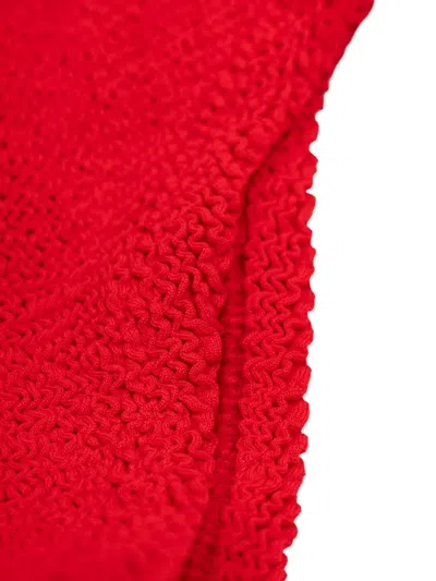 Hunza G Neutral Square Neckline High-cut Swimsuit In Red