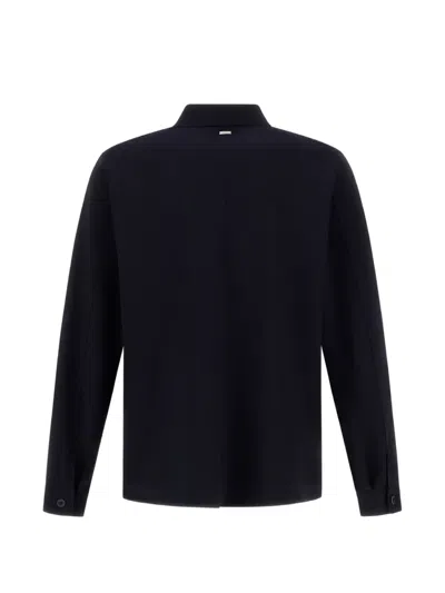 Herno Collared Jacket Long Sleeves Front Pockets In Blue