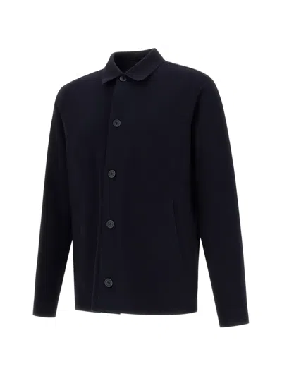 Herno Collared Jacket Long Sleeves Front Pockets In Blue