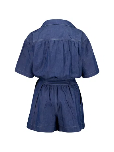 Prada Pocket Button Jumpsuit In Blue