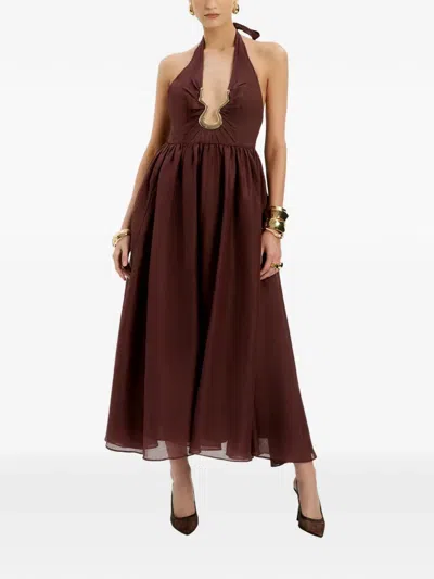 Bardot Cavarly Ramie Halter Dress In Brown