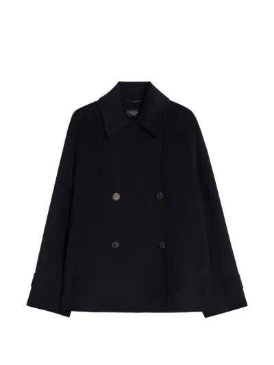 Weekend Max Mara Double-breasted Wool Blend Coat In Blue