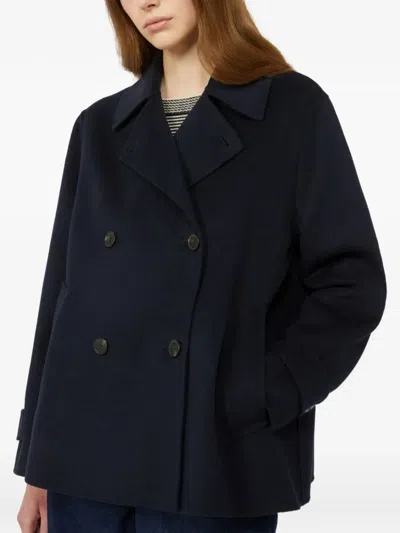 Weekend Max Mara Double-breasted Wool Blend Coat In Blue