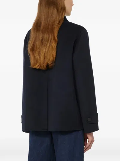 Weekend Max Mara Double-breasted Wool Blend Coat In Blue
