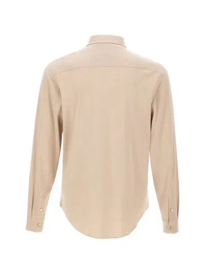 Eleventy Double-button Collar Shirt In Brown