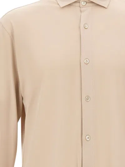 Eleventy Double-button Collar Shirt In Brown