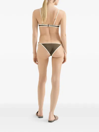 Brunello Cucinelli Triangle Bikini Set Nylon Silk Blend In Green