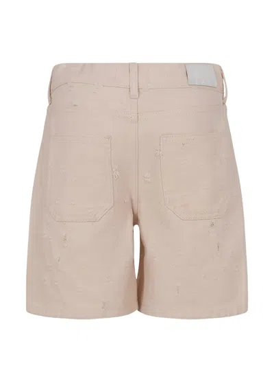 Msgm Distressed Bermuda Denim Shorts In Metallic