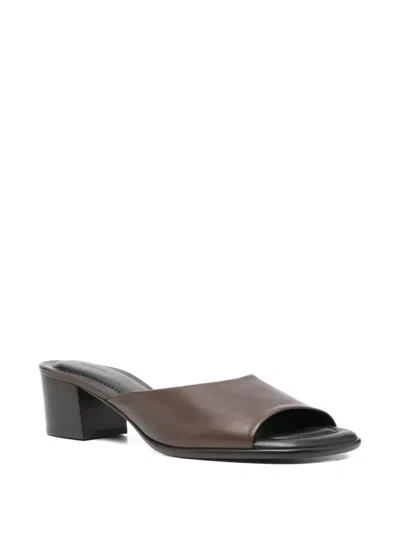 Lemaire Square Heeled Mules 55mm Dark Brown