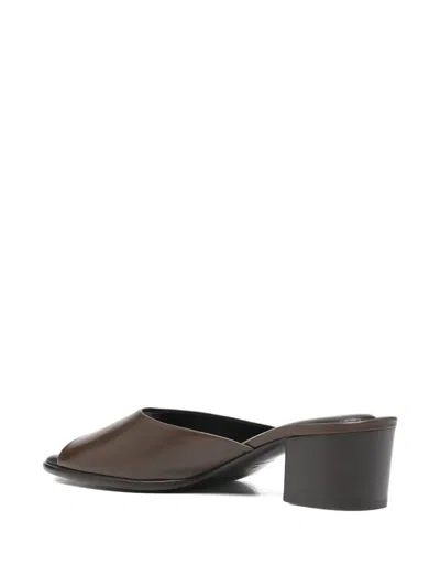 Lemaire Square Heeled Mules 55mm Dark Brown
