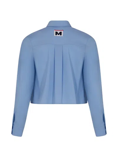 Msgm Logo-embroidered Shirt In Blue