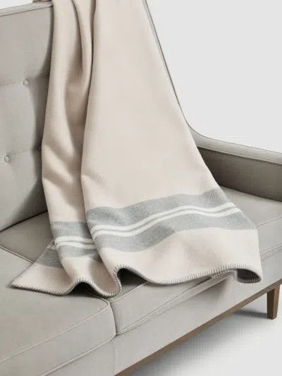 Brunello Cucinelli Striped Double-cloth Throw Blanket In Neutral