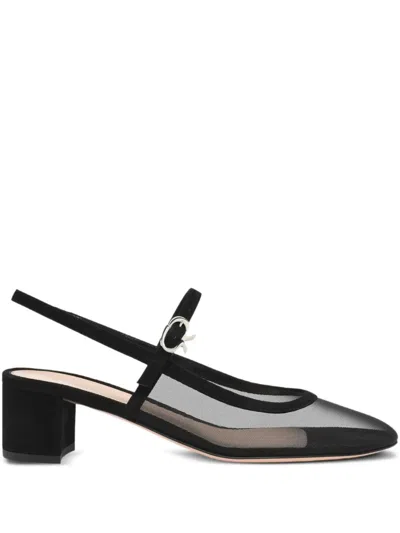 Gianvito Rossi Piper Suede-trimmed Mesh Slingback Pumps In Multi