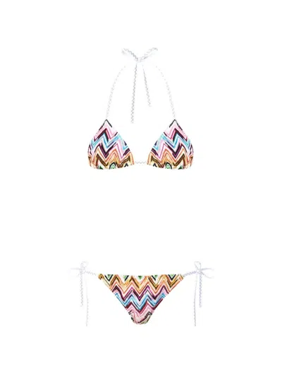 Missoni Zigzag-pattern Tie Bikini Set In Multi