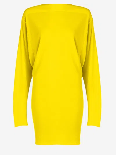 Jacquemus Flowing Viscose Jersey Dress With Embroidered Detailing In Yellow
