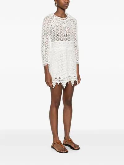 Isabel Marant Hizene Cotton-guipure Lace Mini Dress In Neutral