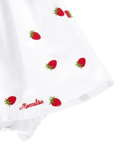 Monnalisa ストロベリー ワンピース In White