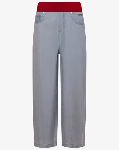 Msgm Contrasting-trim Jeans In Blue