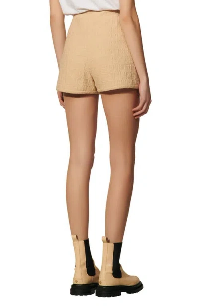 Sandro Pierrot Button Detail Cotton Blend Shorts In Neutral