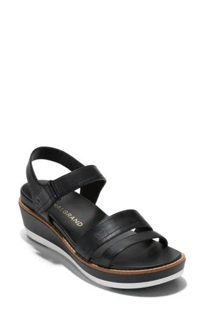 Cole Haan Og Peyton Flatform Leather Wedge Sandal In Black