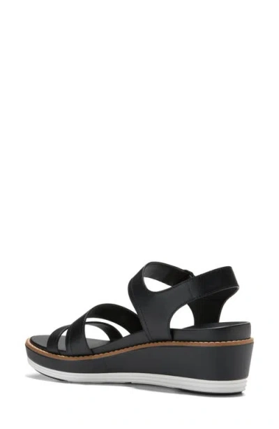 Cole Haan Og Peyton Flatform Leather Wedge Sandal In Black