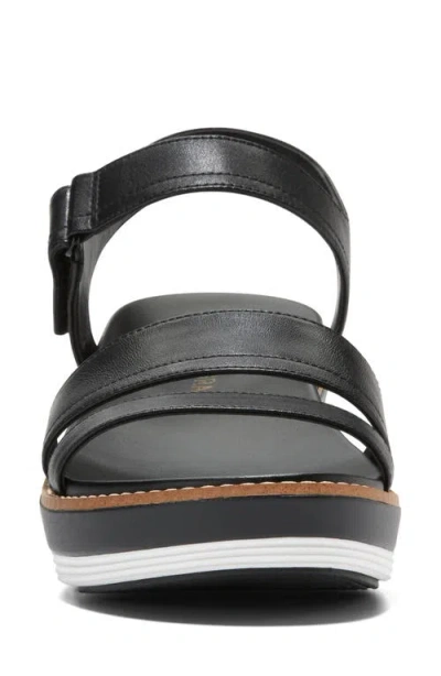 Cole Haan Og Peyton Flatform Leather Wedge Sandal In Black