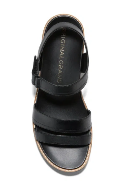 Cole Haan Og Peyton Flatform Leather Wedge Sandal In Black