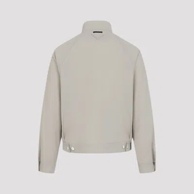 Prada Structured Jacket High Collar Button Cuffs In Gray