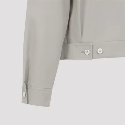 Prada Structured Jacket High Collar Button Cuffs In Gray