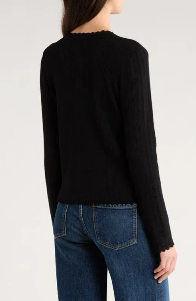 Cece Button Front Sweater In Black