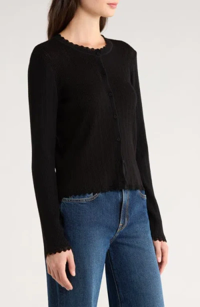 Cece Button Front Sweater In Black