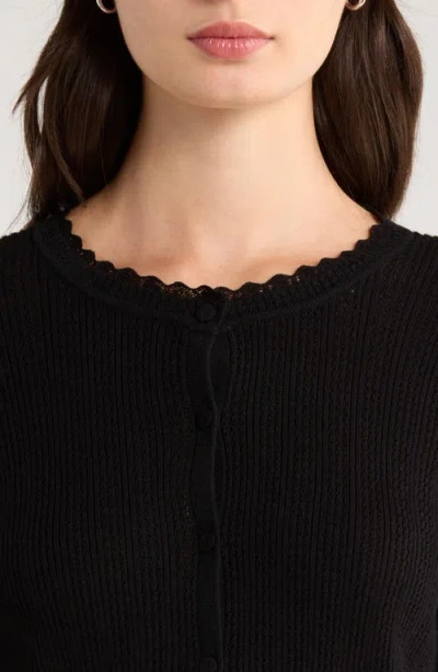 Cece Button Front Sweater In Black