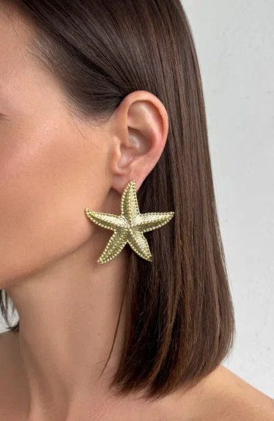 Adornia Gold Plated Oversized Shell Stud Earrings In Gold