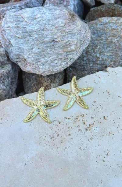 Adornia Gold Plated Oversized Shell Stud Earrings In Gold