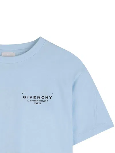 Givenchy Kids Logo Printed Crewneck T-shirt In Blue