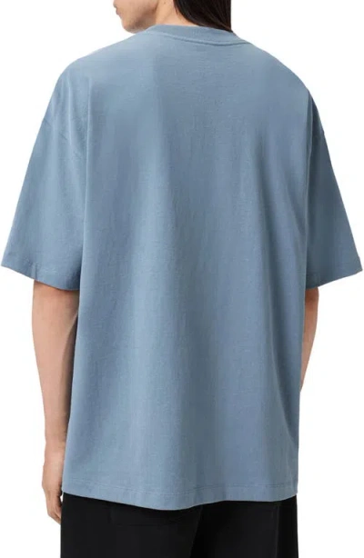 Allsaints Oversized Xander Logo Tee In Blue