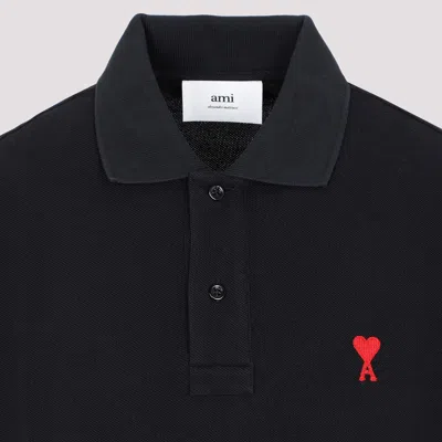 Ami Alexandre Mattiussi Ami Paris Men Black Polo Shirt With Adc Embroidery At The Front In Cotton Man In Multi