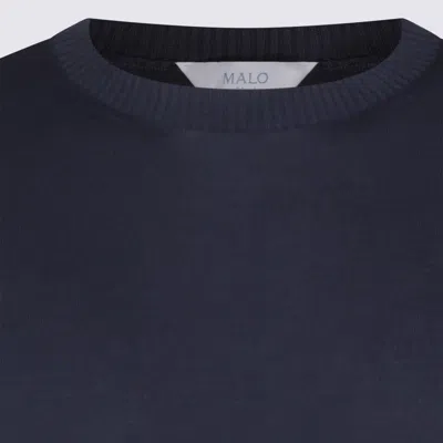 Malo Blue Solid Regular Sweaters In Blue