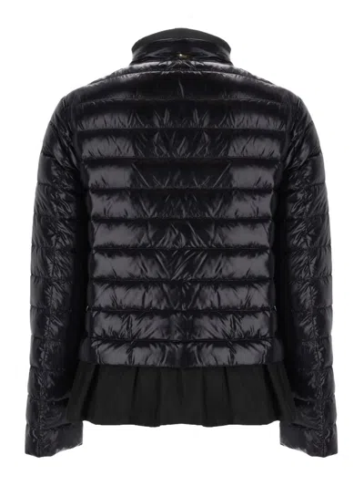 Herno Down Jacket With Ruffles In Black
