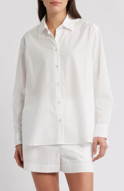 French Connection Alexis Diagonal Yoke Button Front Top In White