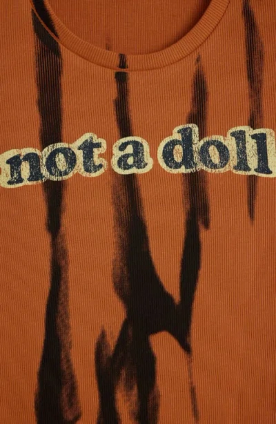 Desigual Not A Doll Cotton Graphic T-shirt In Brown