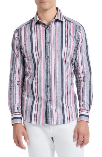 Robert Graham Bramshaw Mixed Stripe Stretch Cotton Button-up Shirt In Pink