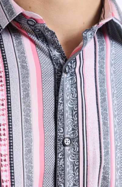 Robert Graham Bramshaw Mixed Stripe Stretch Cotton Button-up Shirt In Pink